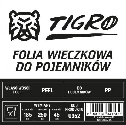 Tigro folia do zgrzewu EASY PEEL 185mm/250mb 45um U952