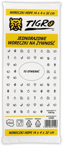 Tigro woreczki HDPE na żywności 22*32 U1420