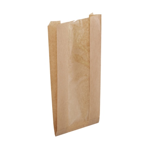 Torba papierowa fałdowa szara z oknem 280/70/150 1000szt