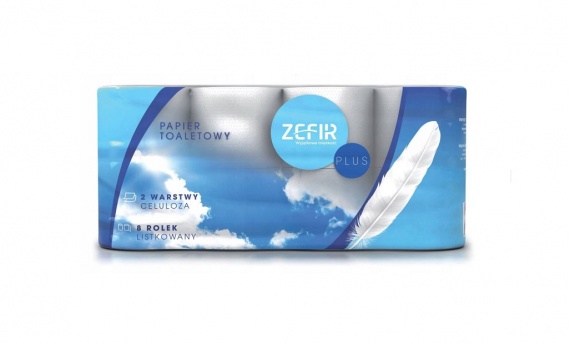 Papier toaletowy biały celuloza 2war 15m 8rolek ZEFIR PLUS