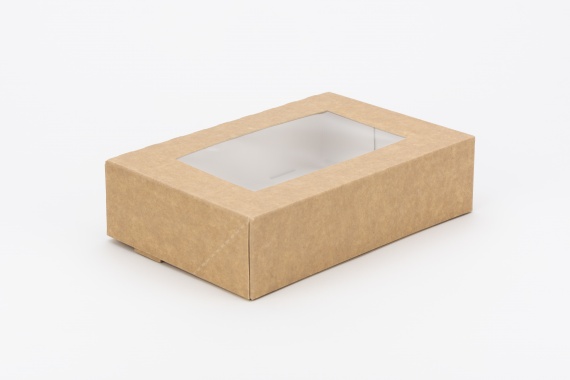 Papierowe pudełko na sushi z okienkiem powlekane lakierem 19/13/5 KS19135