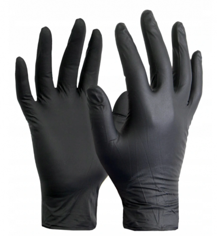 Rękawice nitrylowe czarne rozmiar M 100 sztuk