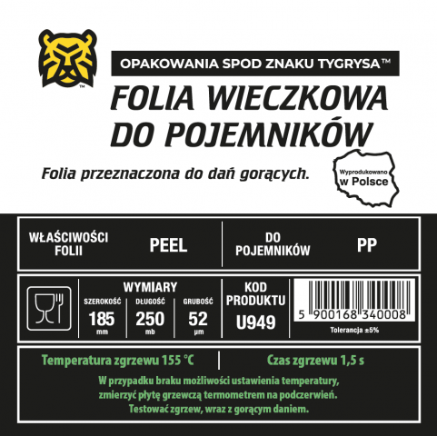 Folia do zgrzewu STRONG PEEL 185mm/250mb 52mik. U949