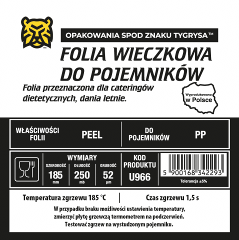 Folia do zgrzewu EASY PEEL 185mm/250mb 52mik. U966