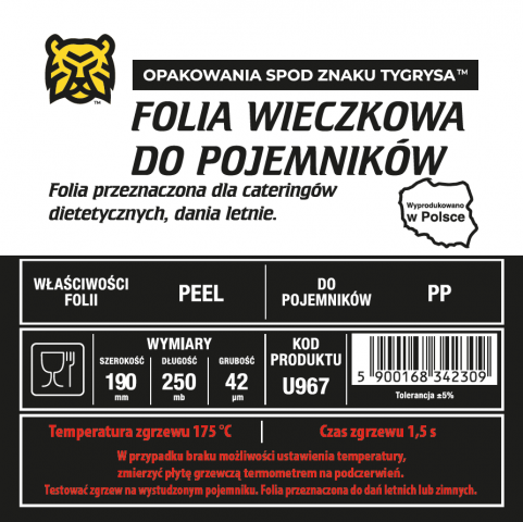 Folia do zgrzewu EASY PEEL 185mm/250mb 42mik. U967