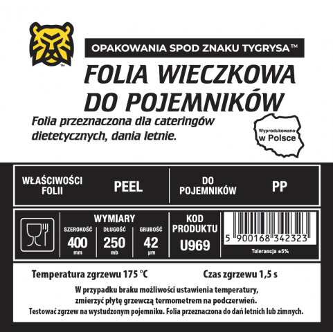 Folia do zgrzewu EASY PEEL 400mm/250mb 42mik. U969