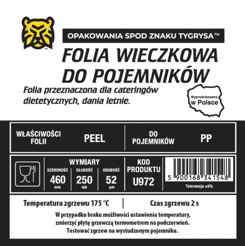 Folia do zgrzewu EASY PEEL 460mm/250mb 52mik. U972