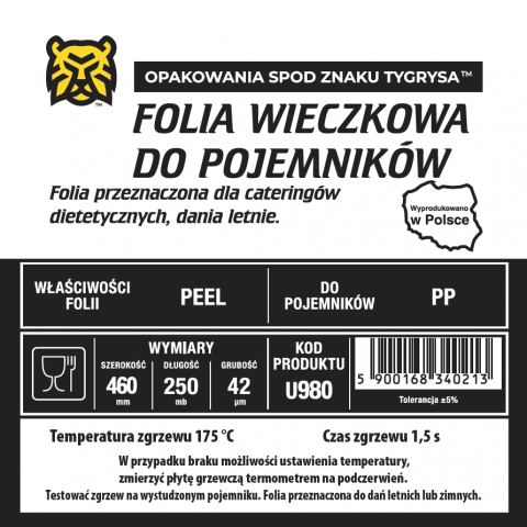 Folia do zgrzewu EASY PEEL 460mm/250mb 42mik. U980