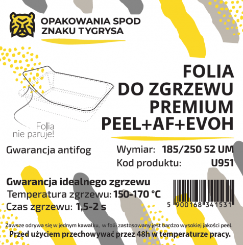  Folia wieczkowa zgrzewalna PREMIUM EASY-PEEL ANTIFOG EVOH 185mm/250mb 52um U951