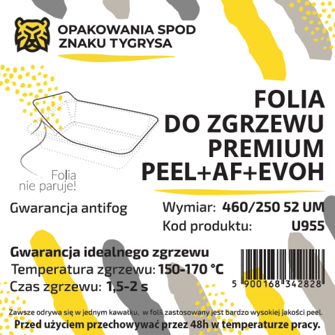  Folia wieczkowa zgrzewalna PREMIUM EASY-PEEL ANTIFOG EVOH 460mm/250mb 52um U955