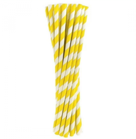 Słomka papierowa SHAKE 8mm x 197mm BIAŁO - ŻÓŁTA