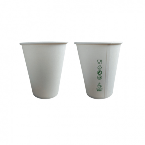 Kubek papierowy BEZ SUP biały 0% plastic 300ml 90mm