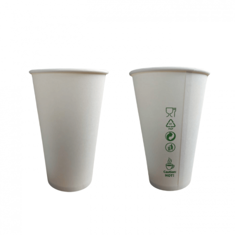 Kubek papierowy BEZ SUP biały 0% plastic 400ml 90mm