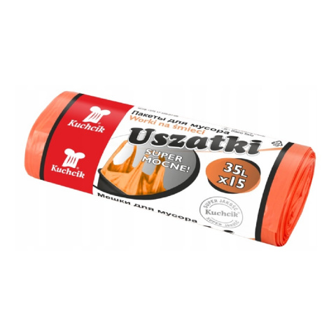 WORKI NA ŚMIECI USZATKI 35L A15 POMARAŃCZOWE