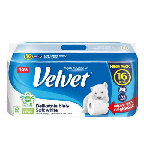 Papier toaletowy VELVET Delikatnie Biały 3 warstwowy 100% celuloza