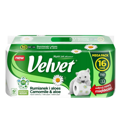 Papier toaletowy VELVET Rumianek i Aloes 3 warstwowy 100% celuloza