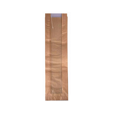 Torebka fałdowa z okienkiem 590/100/70 FOLIA 40mm brąz BAGIETKA