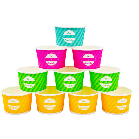 Papierowe miseczki do lodów BEZ SUP mix kolorów 160ml