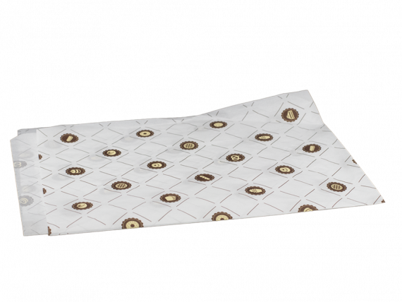 PAPIER PAKOWY PÓLPERGAMIN 50/70 10KG RYZA NADRUK ROZETA