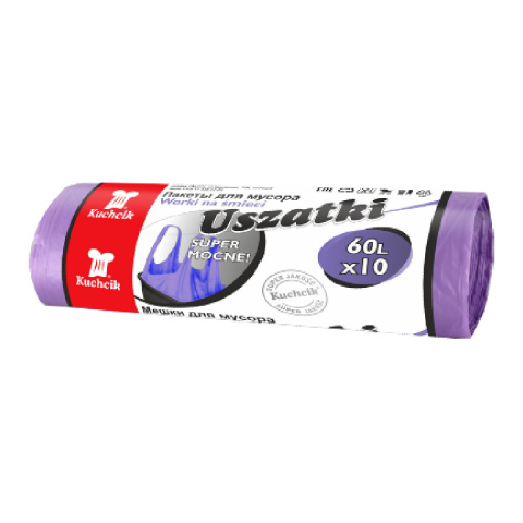 WORKI NA ŚMIECI USZATKI 60L A10 FIOLETOWE