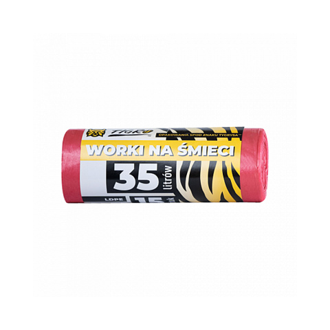 TIGRO WORKI NA ŚMIECI LDPE 35L 50x60 A15 CZERWONE PREMIUM