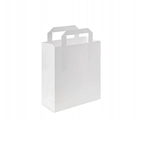 Torba papierowa biała z uchem płaskim 220/110/280