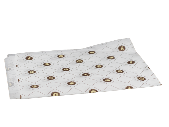 PAPIER PAKOWY PÓLPERGAMIN 50/70 10KG RYZA NADRUK ROZETA