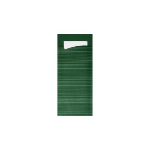 Papierowe długie ETUI na sztućce + serwetka 307mm 96mm 222mm ZIELONY