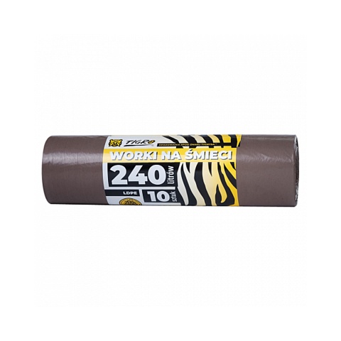 TIGRO WORKI NA ŚMIECI LDPE 240L 120x150 A10 BRĄZOWE PREMIUM