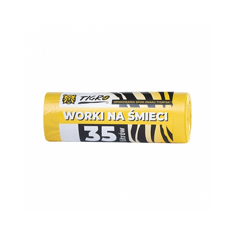 TIGRO WORKI NA ŚMIECI LDPE 35L 50x60 A15 ŻÓŁTE PREMIUM
