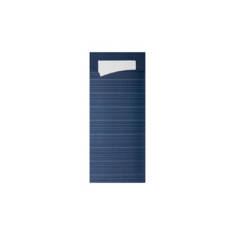 Papierowe długie ETUI na sztućce + serwetka 307mm 96mm 222mm GRANATOWY