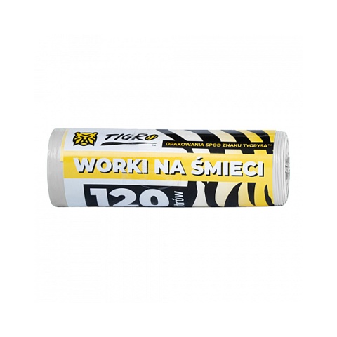 TIGRO WORKI NA ŚMIECI LDPE 120L 70x110 A10 BEZBARWNE PREMIUM