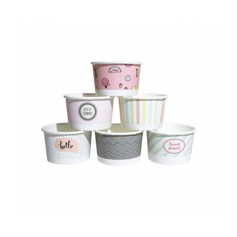 Kubek papierowy do lodów nadruk pastelowy 130ml