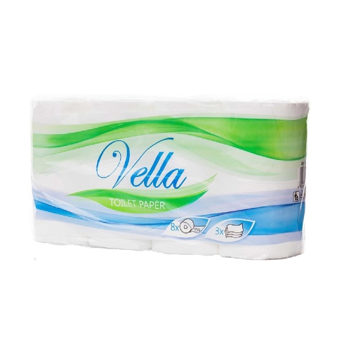 PAPIER TOALETOWY 3W 28MB CELULOZA 8 ROLEK VELLA