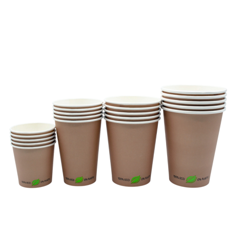 Kubek papierowy BEZ SUP kraft napis 100% eco 0% plastic 300ml 90mm