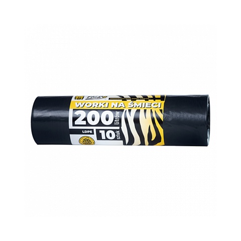 TIGRO WORKI NA ŚMIECI LDPE 200L 90x140 A10 CZARNE PREMIUM