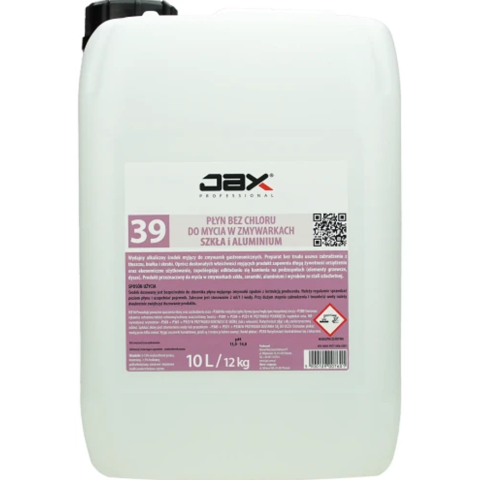 Jax 39 Płyn myjący do zmywarek szkło i aluminium 10L