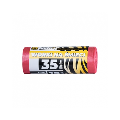 TIGRO WORKI NA ŚMIECI LDPE 35L 50x60 A15 CZERWONE PREMIUM