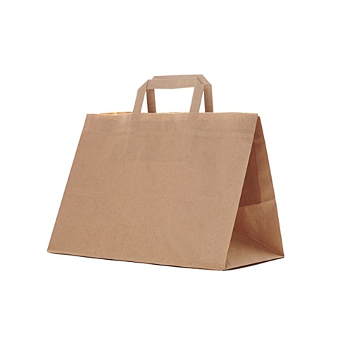 Torba papierowa brązowa z uchwytem płaskim 320/200/370