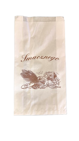 Torebka papierowa fałdowa 29x15x6 BIALA SMACZNEGO